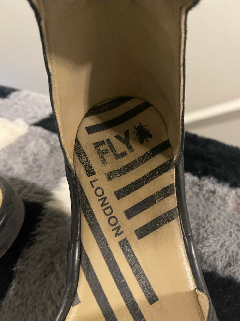 Fly London Black Leather Platform Ankle-Strap Sandals - Picture 9 of 11